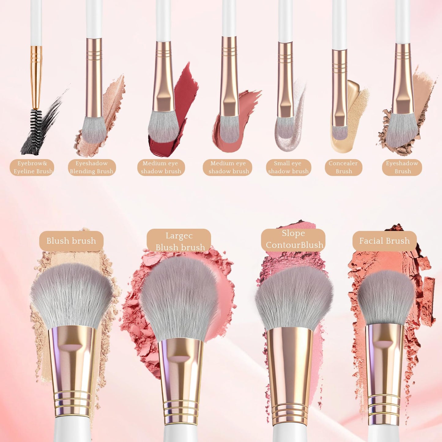 CLRDZN Makeup Brush Set - 15Pcs Makeup Brushes Set Professional, Premium Synthetic Foundation Concealers Eyeshadow Blush Beauty Tools Makeup Brush, Make up Brush Kit With Travel Storage Bag