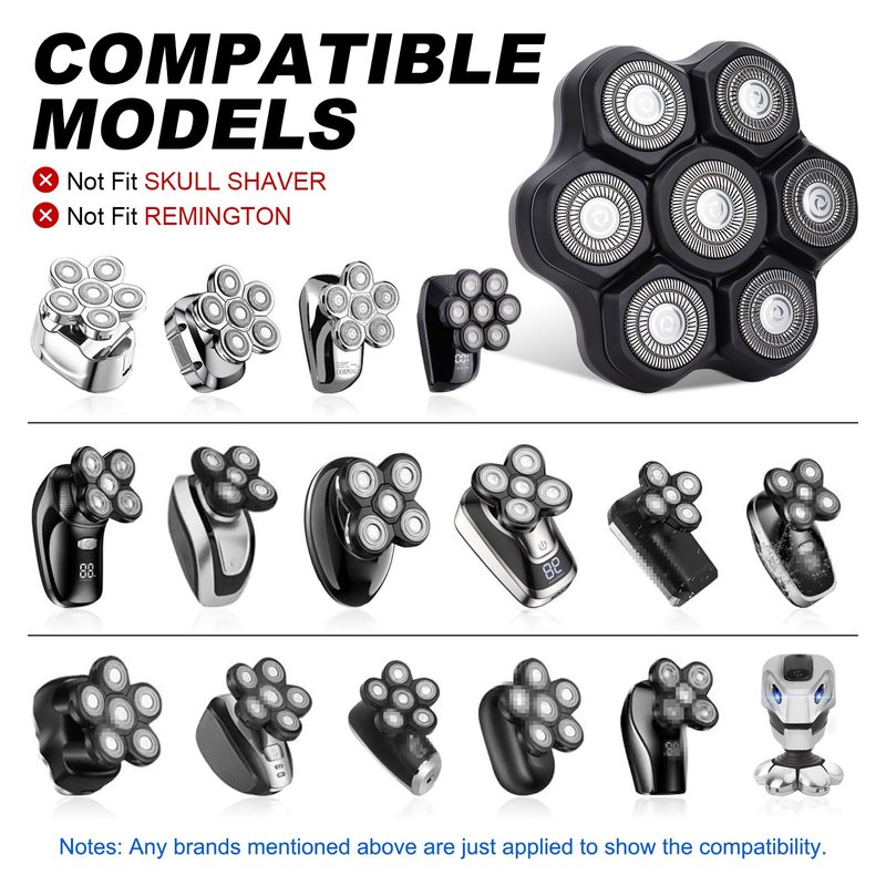 7 Blades Head Shaver Replacement Heads - Magnetic Shaver Replacement Head - Universal Replacement Heads 2pcs