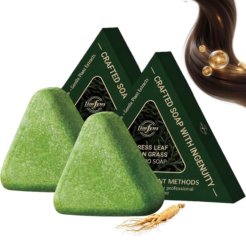 Nature Triangle Shampoo Bar - 2-Pack Natural Green Soap for All Hair Types | Strengthens & Smooths Hair
