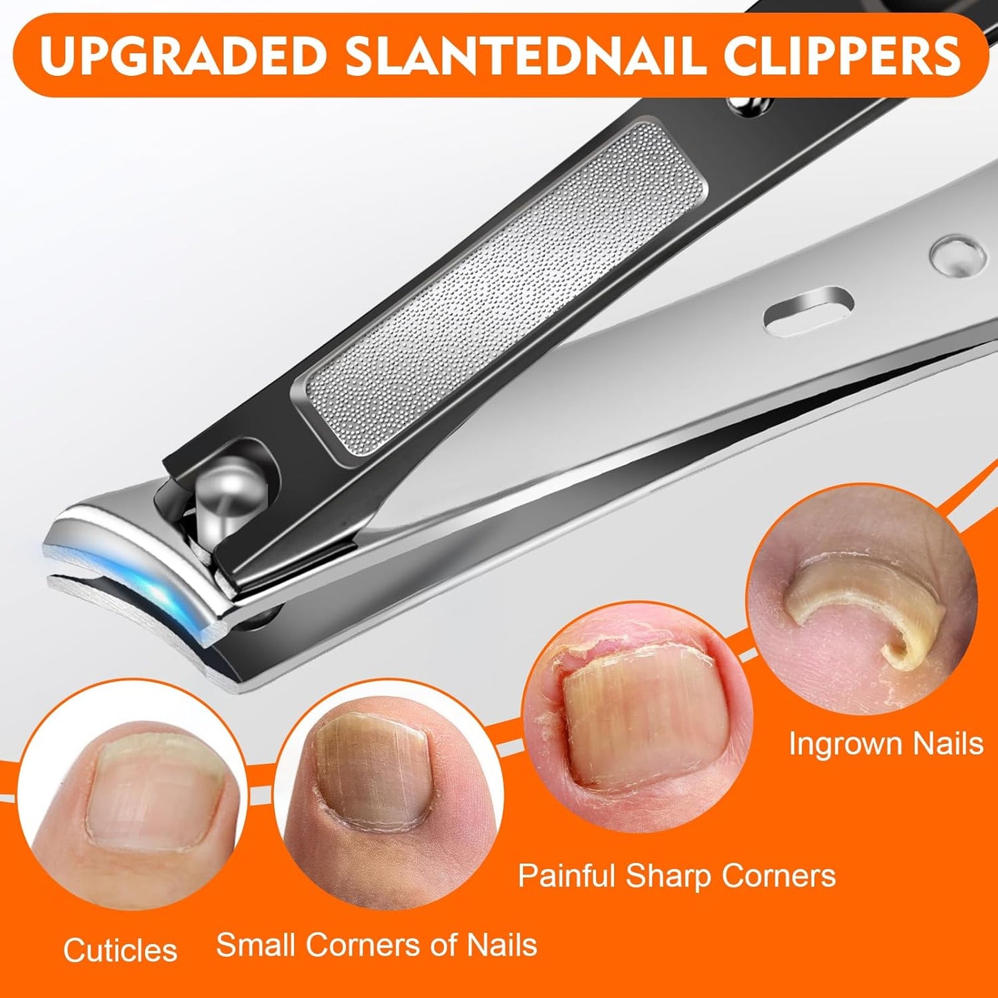 Toe Nail Clippers for Thick Nails - German Stainless Steel Heavy Duty Ingrown Nail Cutter | Long Handle, Black
