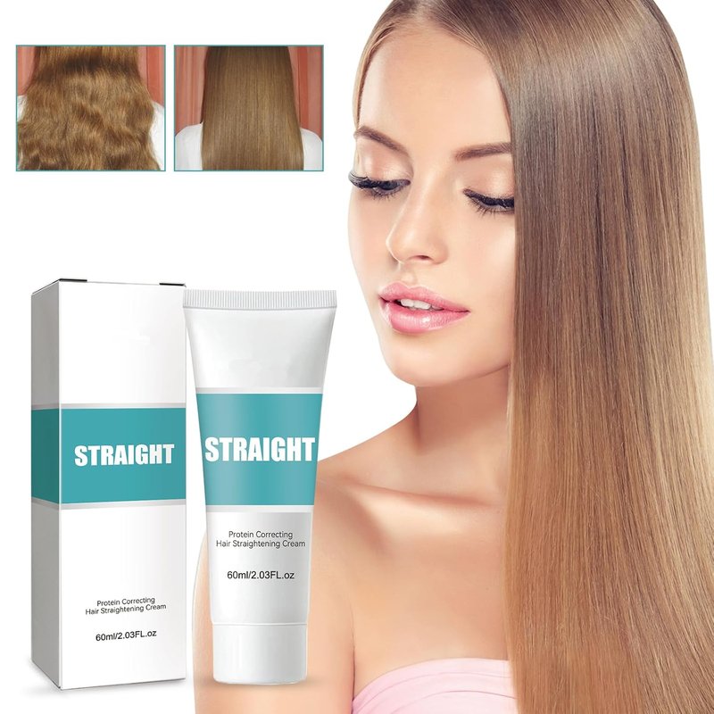 Protein Hair Straightening Cream - Silk & Gloss Formula for Curly Hair | 2-Pack