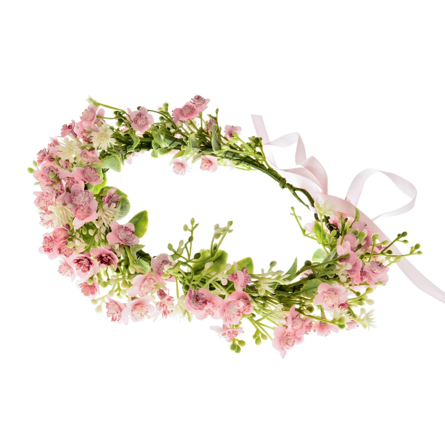 June Bloomy Bridal Flower Crown Women Rose Floral Headband Maternity Photo Prop(B-Pink)