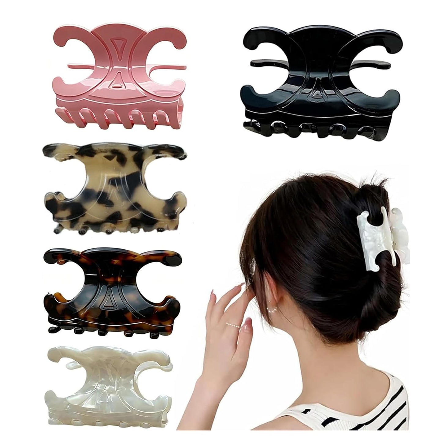 Acetate Butterfly Hair Clips - 5 PCS Durable Medium Size Hair Claw Clips for Women | Secure Hold (2.76 x 1.66 Inch)