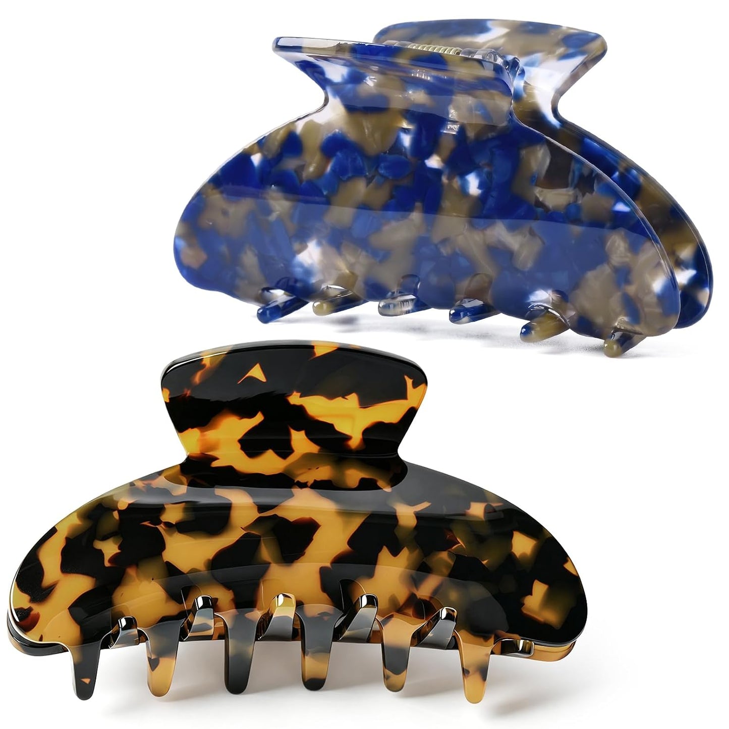 Hair Claw Banana Clips - Tortoise & Leopard Print Celluloid Barrettes | Large Fashion Accessories for Women