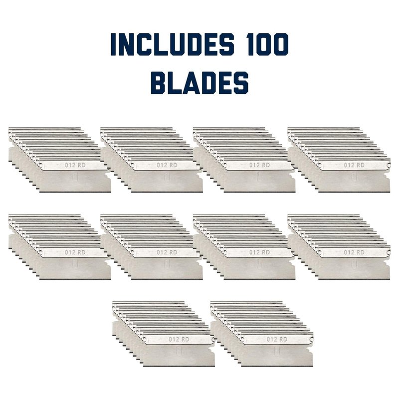 AccuTec Pro 0.012" Aluminum Backed Single Edge Razor Blades - Includes 100 Heavy Duty Carbon Steel Utility Blades - For General Use and Industrial Applications - APBL-7001