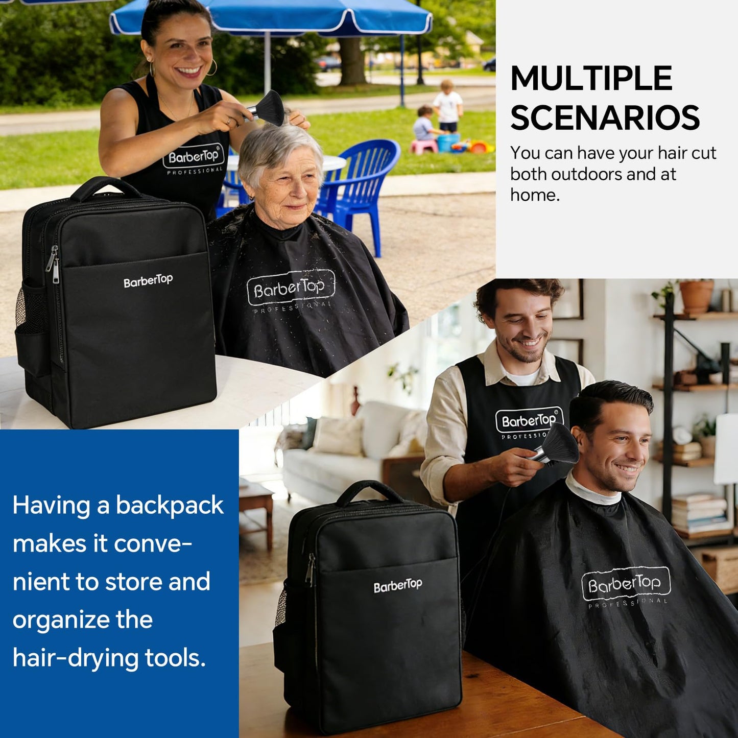 Barber Backpack for Clippers and Supplies, 17.7"x7.9"x13" Large Capacity Four-Layer Hairstylist Backpack, with General-purpose Barber Apron Cape Brush, Barber Bag for Barbershop Salon Home Use