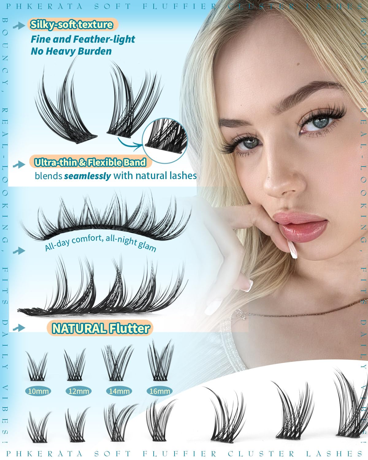Eyelash Clusters - Natural Wispy Lash Extensions 240 Pcs | DIY Soft C Curly 10-16mm Individual Lashes