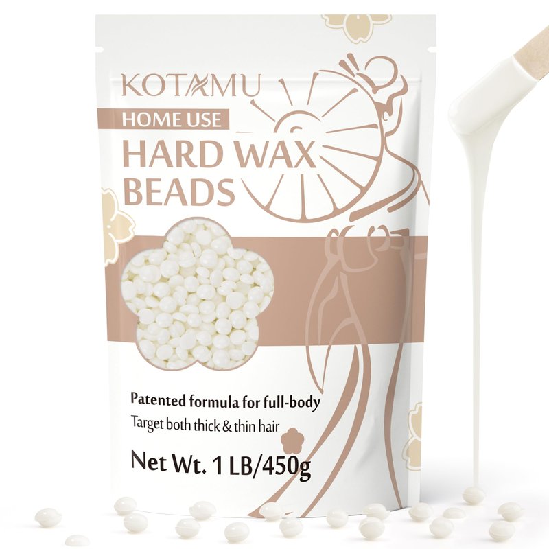 KOTAMU Waxing Beads Unscented Hard Wax Beads for Women& Men Full Body Thick &Thin Hair Removal, 1lb Pack Organic Wax Beans for Sensitive Skin Face Eyebrows Armpit Legs Bikini Brazilian Home Waxing
