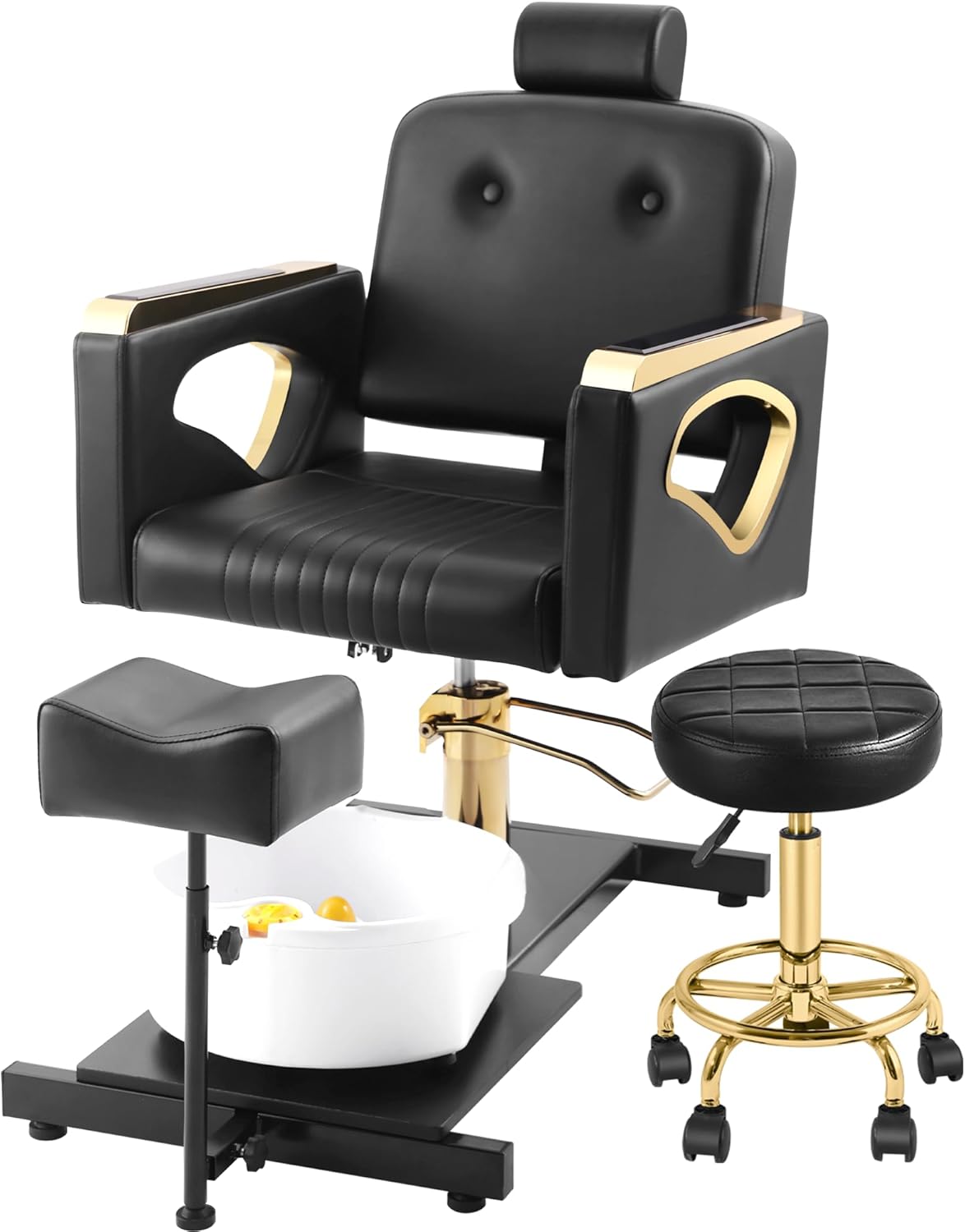 Pink Spa Pedicure Chair - No Plumbing, Portable 360° Rolling Stool | Nail Tech Beauty Salon Equipment