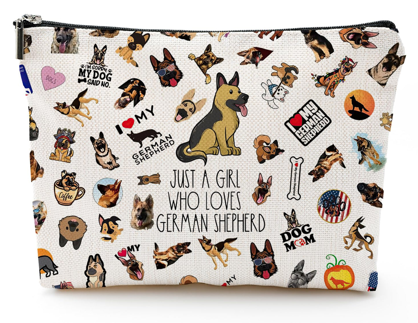 German Shepherd Cosmetic Bag, Funny Makeup Bag for Dog Lovers Women Girls, Shepherd Owner Gifts, Birthday Valentine's Day Gift for Women