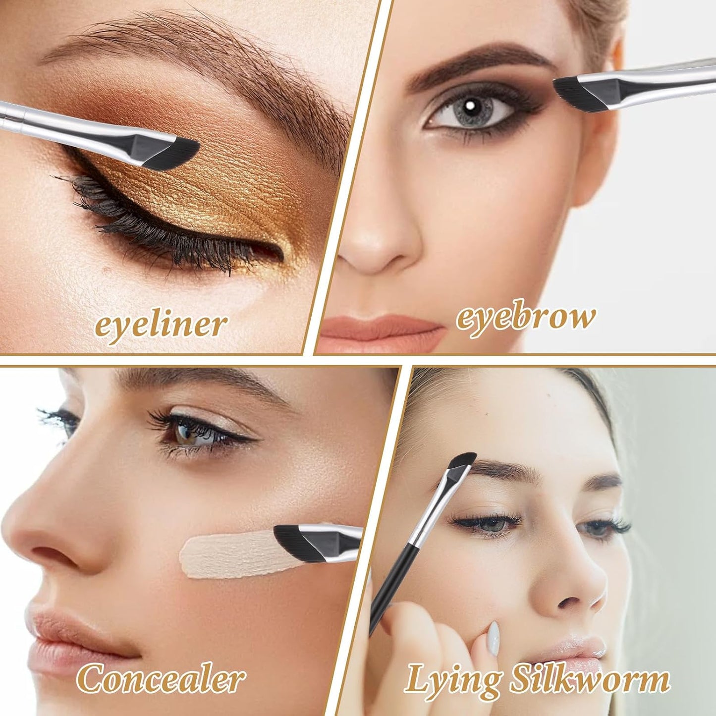 Angled Eyeliner Brush Set - 3PCS Ultra Thin Slanted Eyebrow & Concealer Tools | Precision Makeup Applicators