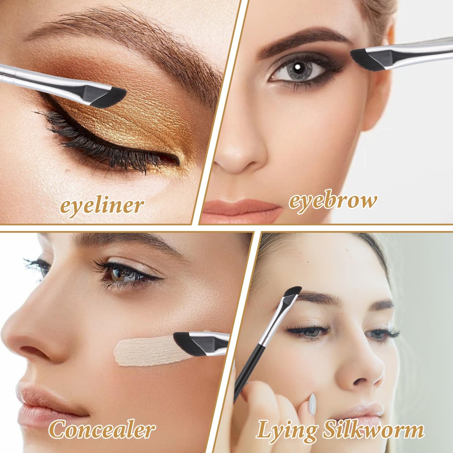 Angled Eyeliner Brush, 3PCS Fine Angled Eyebrow Concealer Brushes Ultra Thin Slanted Flat Angle Eyeliner Tool