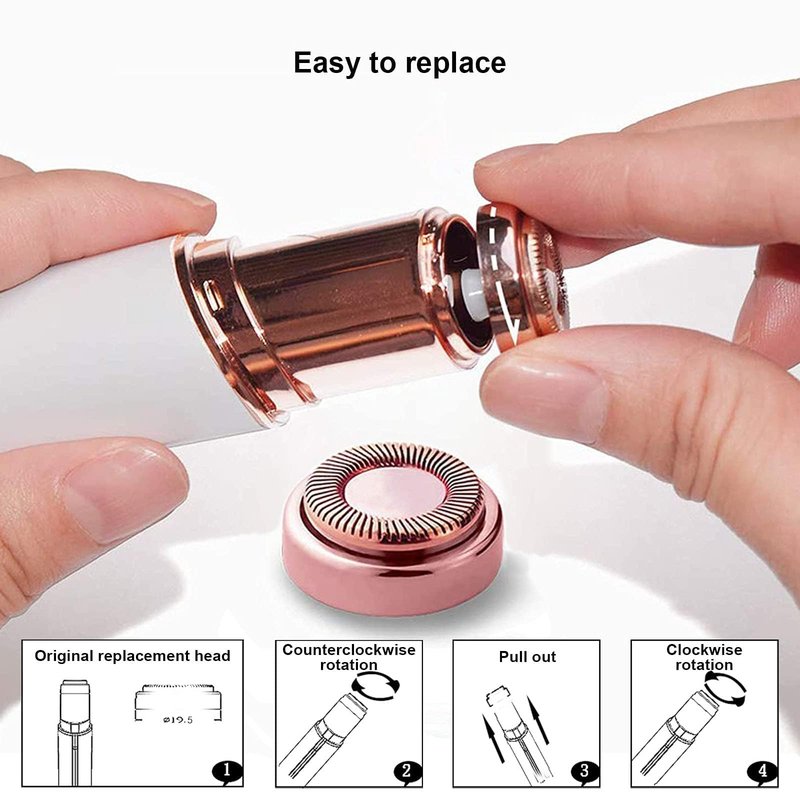 Facial Hair Remover for Women Replacement Heads for Generation （2PC）- as Seen on TV Painless Face Shaver -Mini Hair Remover, Electric Razor Shaver Portable