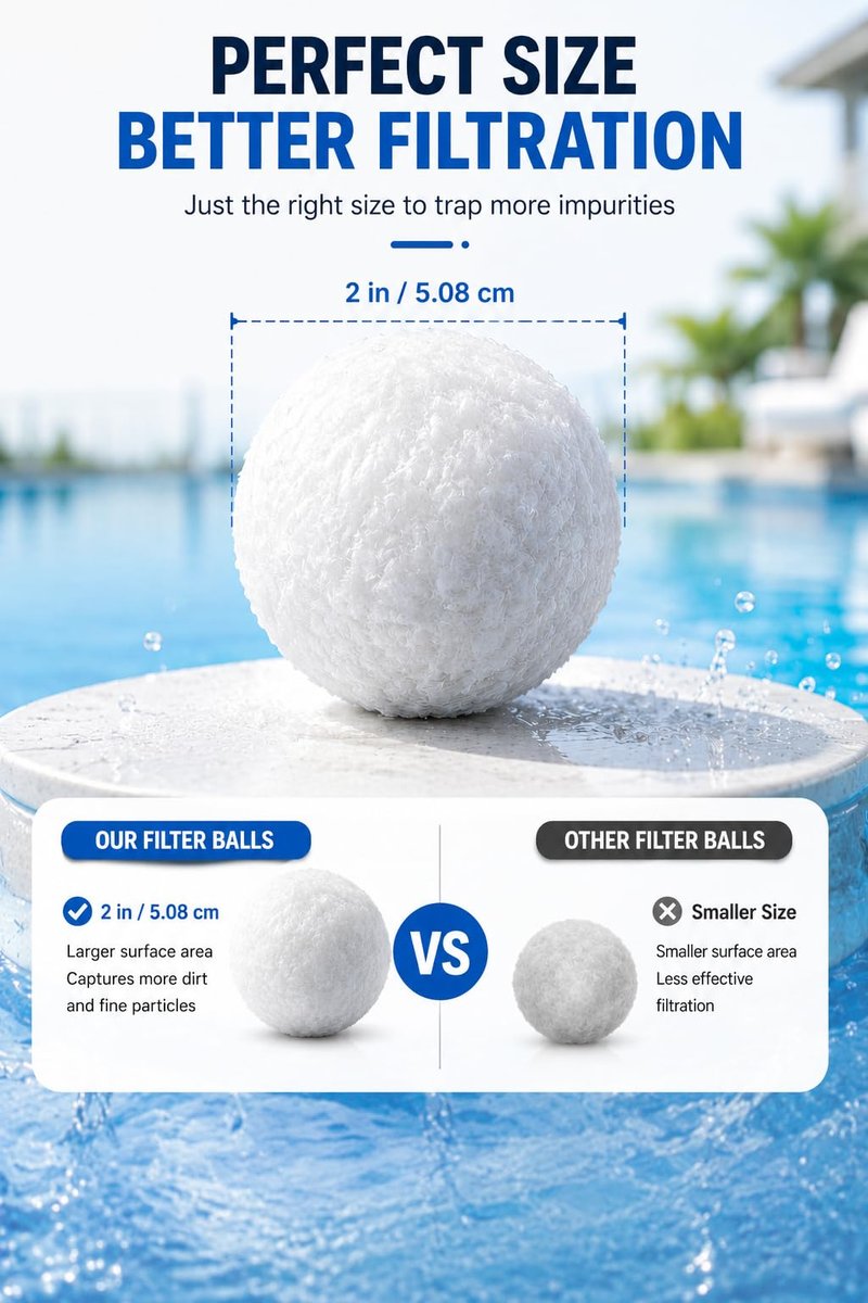 LYQC 3 lbs Pool Filter Balls Eco-Friendly Fiber Filter Media for Swimming Pool Sand Filters (Equals 50kg/100lbs Pool Filter Sand) (3, Pounds)