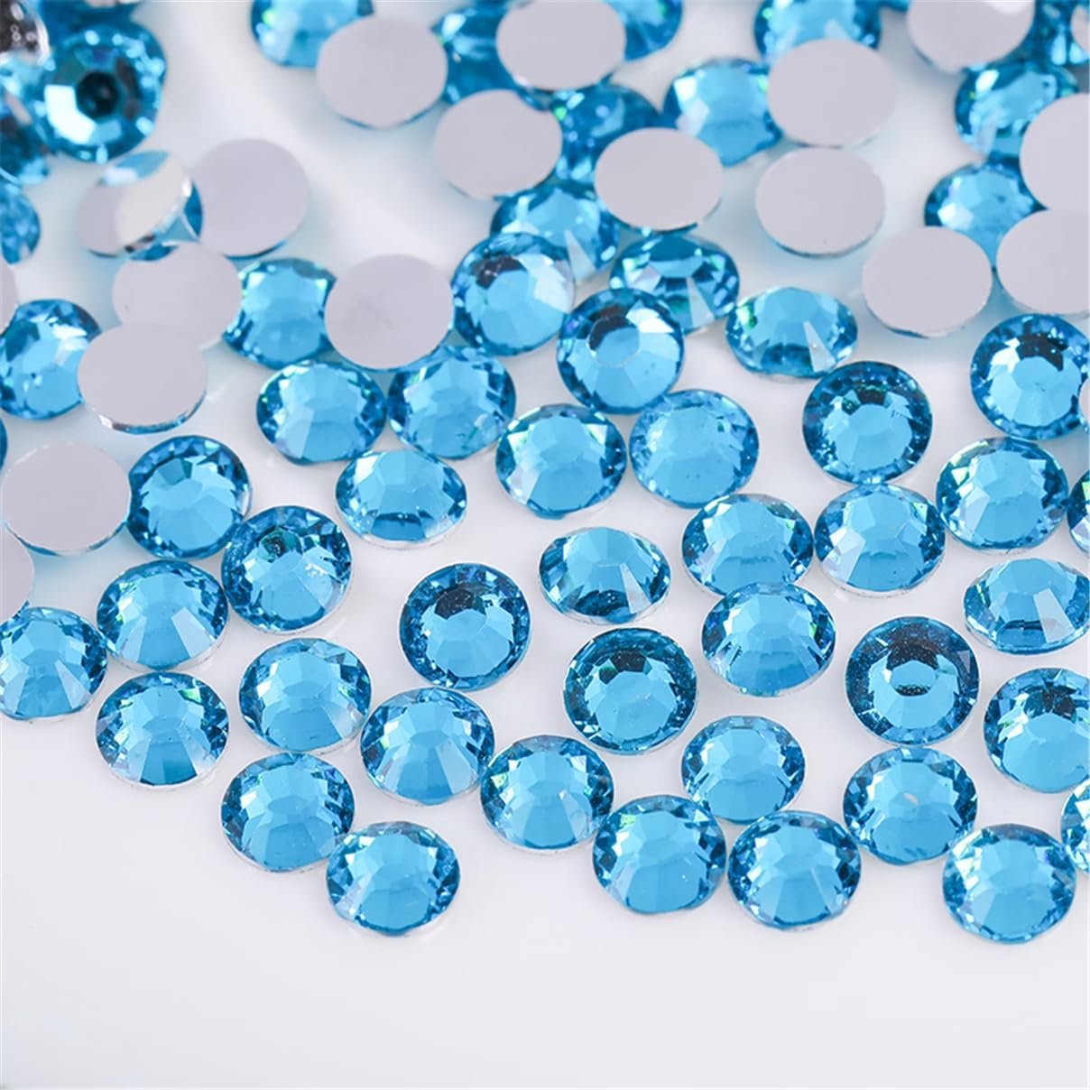 Flatback Rhinestones - 3000 Pieces SS6 2mm Clear Glass Gems for Nail Art | Aqua Blue