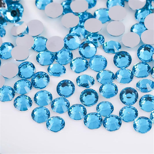 Flatback Rhinestones - 3000 Pieces SS6 2mm Clear Glass Gems for Nail Art | Aqua Blue