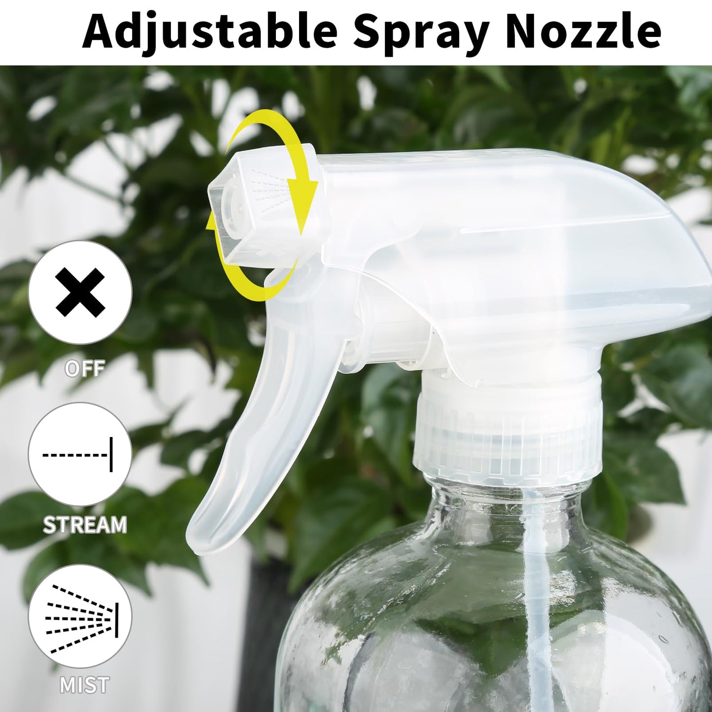 TTTred Glass Spray Bottles (2-Pack) with Silicone Sleeve - 16oz Empty Refillable Bottles - Adjustable Nozzle for Hair, Plants, Cleaning & DIY Solutions - Mint Green & Grey