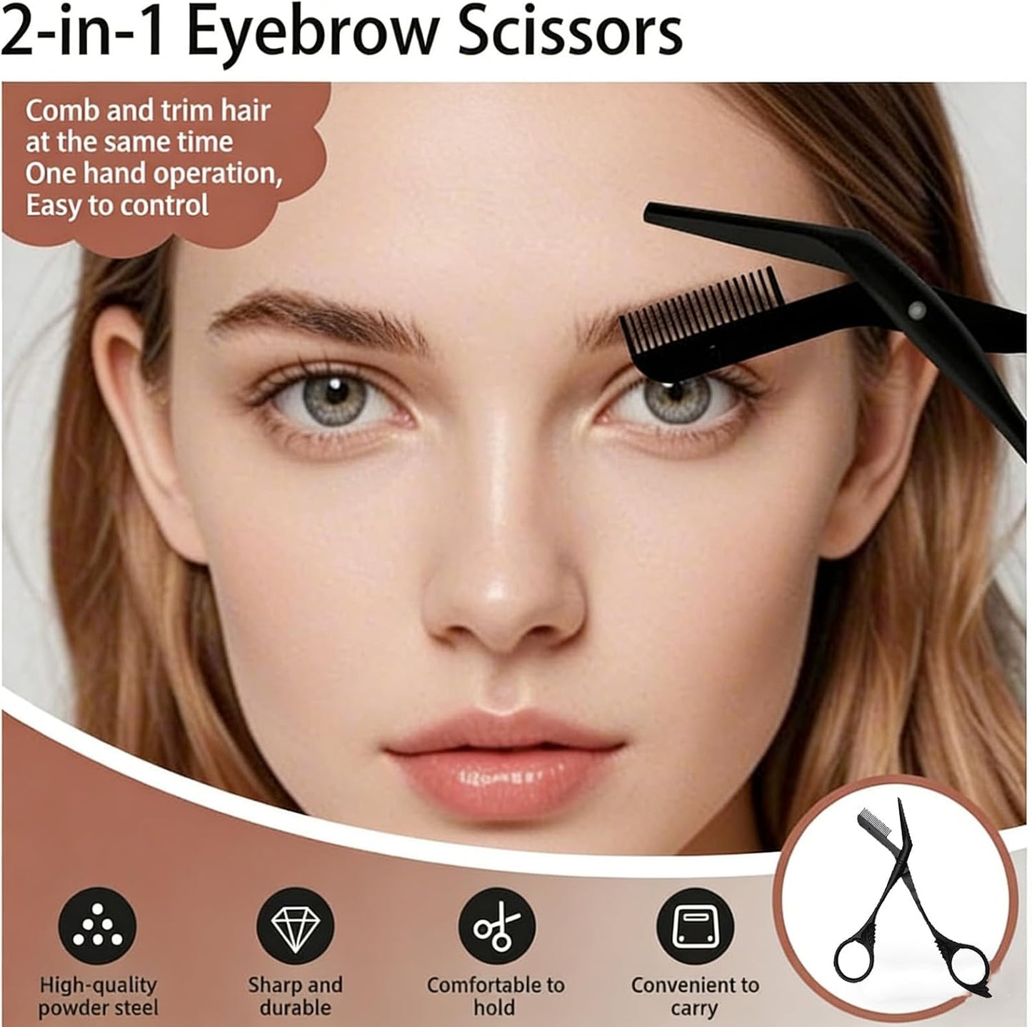 Eyebrow Trimmer Scissors - Stainless Steel Precision Cutter for Sleek Shaping | Grooming Kit for Men & Women (Black)