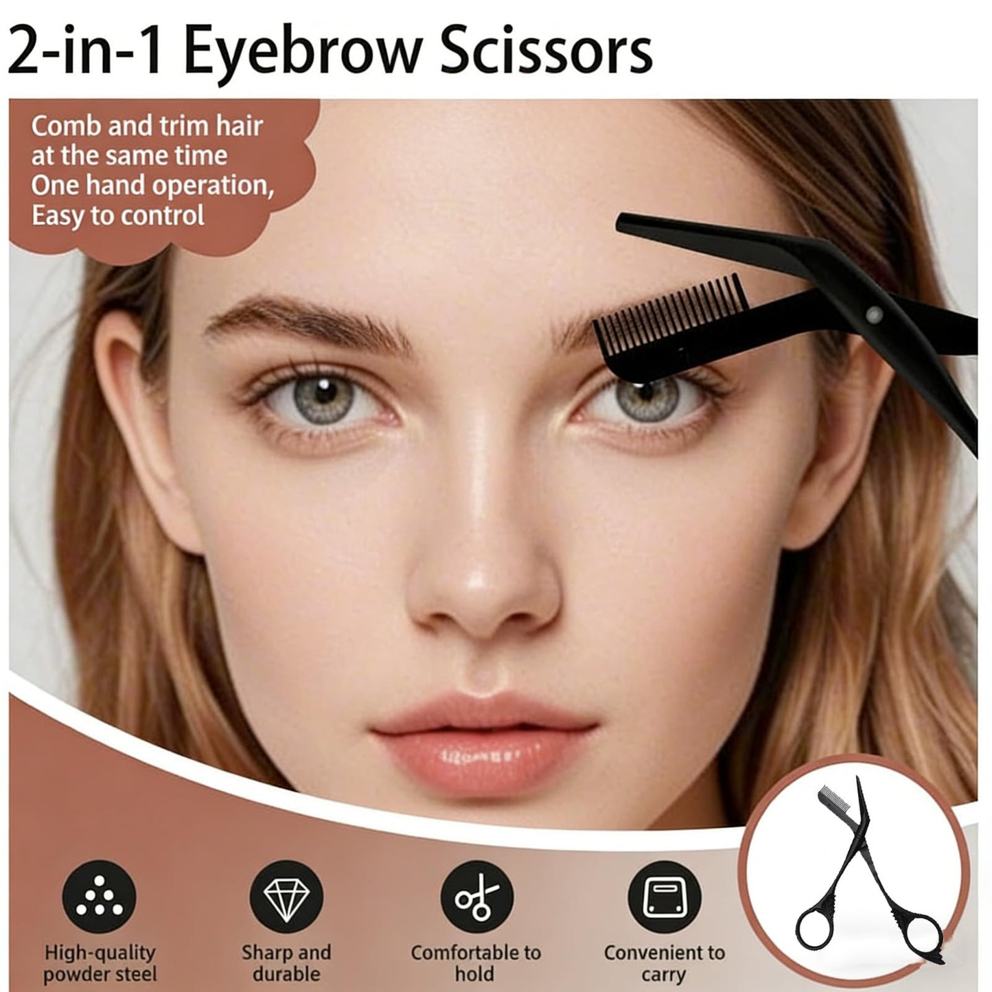 Eyebrow Trimmer Scissor with Comb, Eyebrow Scissors for Women, Stainless Steel Precision Eyebrow Cutter, Professional Eyebrow Scissors, Sleek Eyebrows Shaping Grooming Kit, Gifts For Men Women (Black)