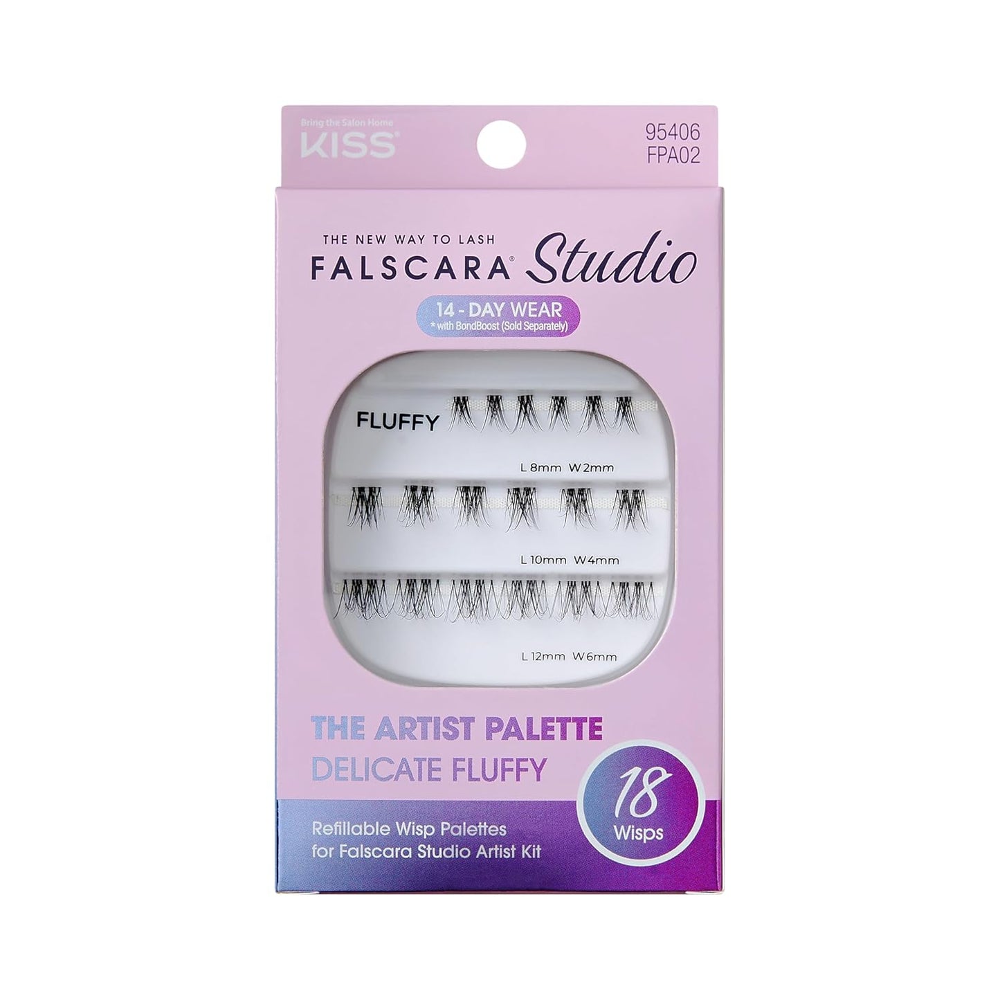 Falscara Lash Extension Kit - Delicate Fluffy Individual Lash Clusters | 18 Stackable, Light Volume, 8mm-12mm Length
