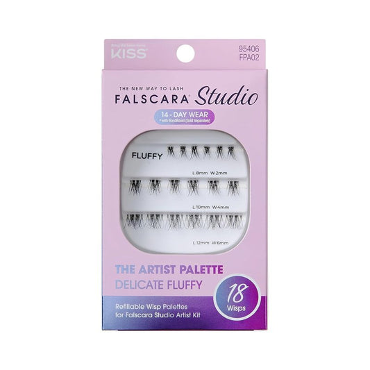 Falscara Lash Extension Kit - Delicate Fluffy Individual Lash Clusters | 18 Stackable, Light Volume, 8mm-12mm Length