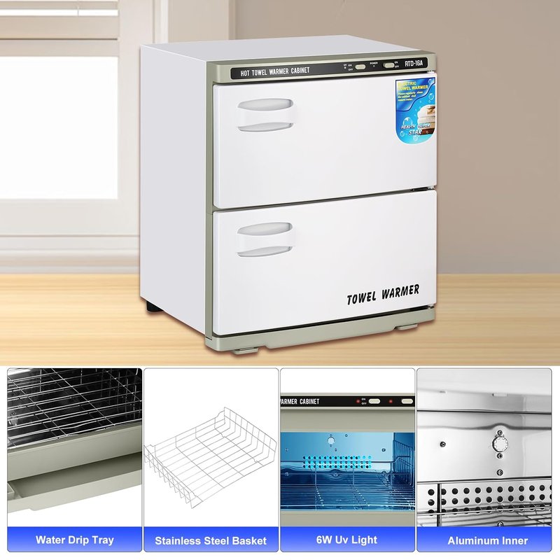 Hot Towel Warmer Cabinet - 32L Professional Double Towel Heater for Spa, Salon & Estheticians | Ideal for Facial & Massage Use