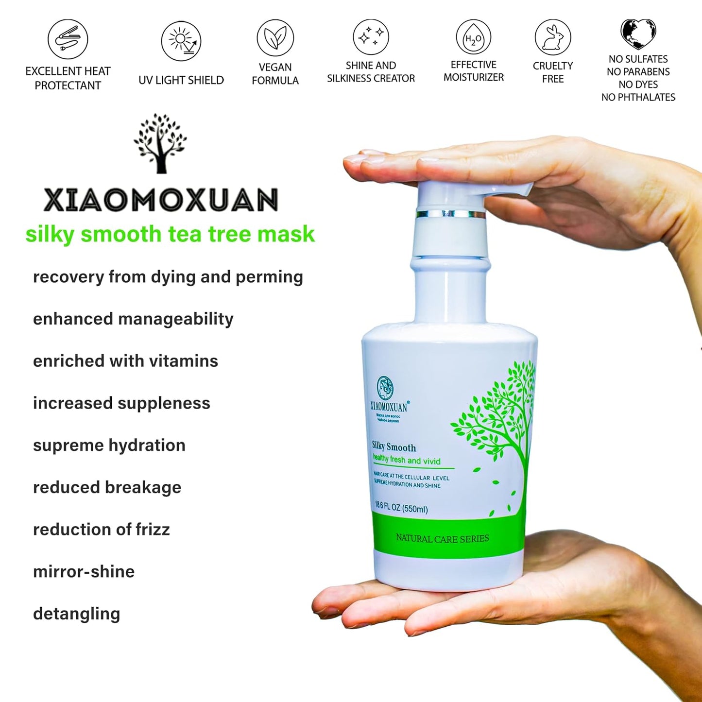 Organic Tea Tree Deep Conditioning Hair Mask & Leave-In Conditioner | Sulfate-Free Treatment for Damaged Hair