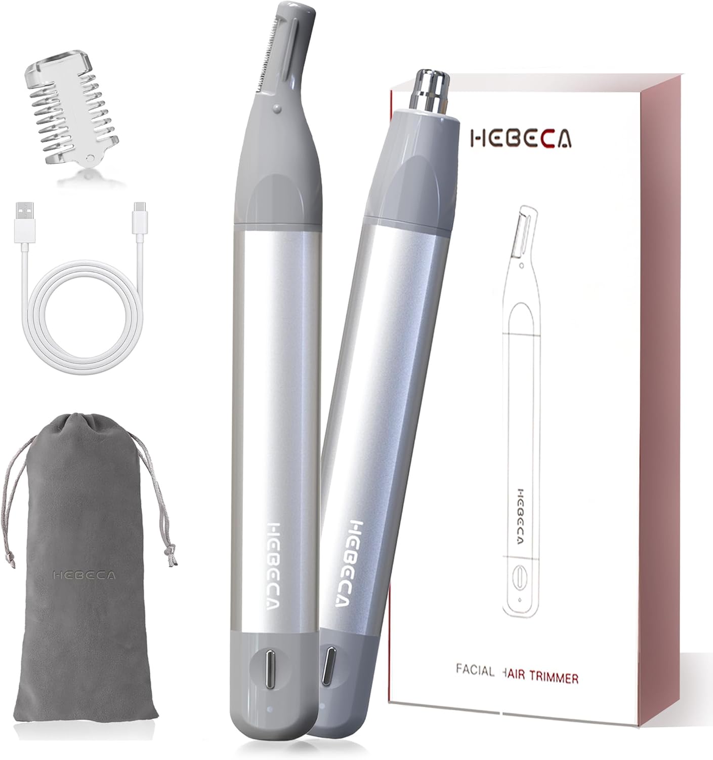 Nose Hair Trimmer for Women - 3-in-1 Facial Hair Removal | Rechargeable, Waterproof, Portable - Pink