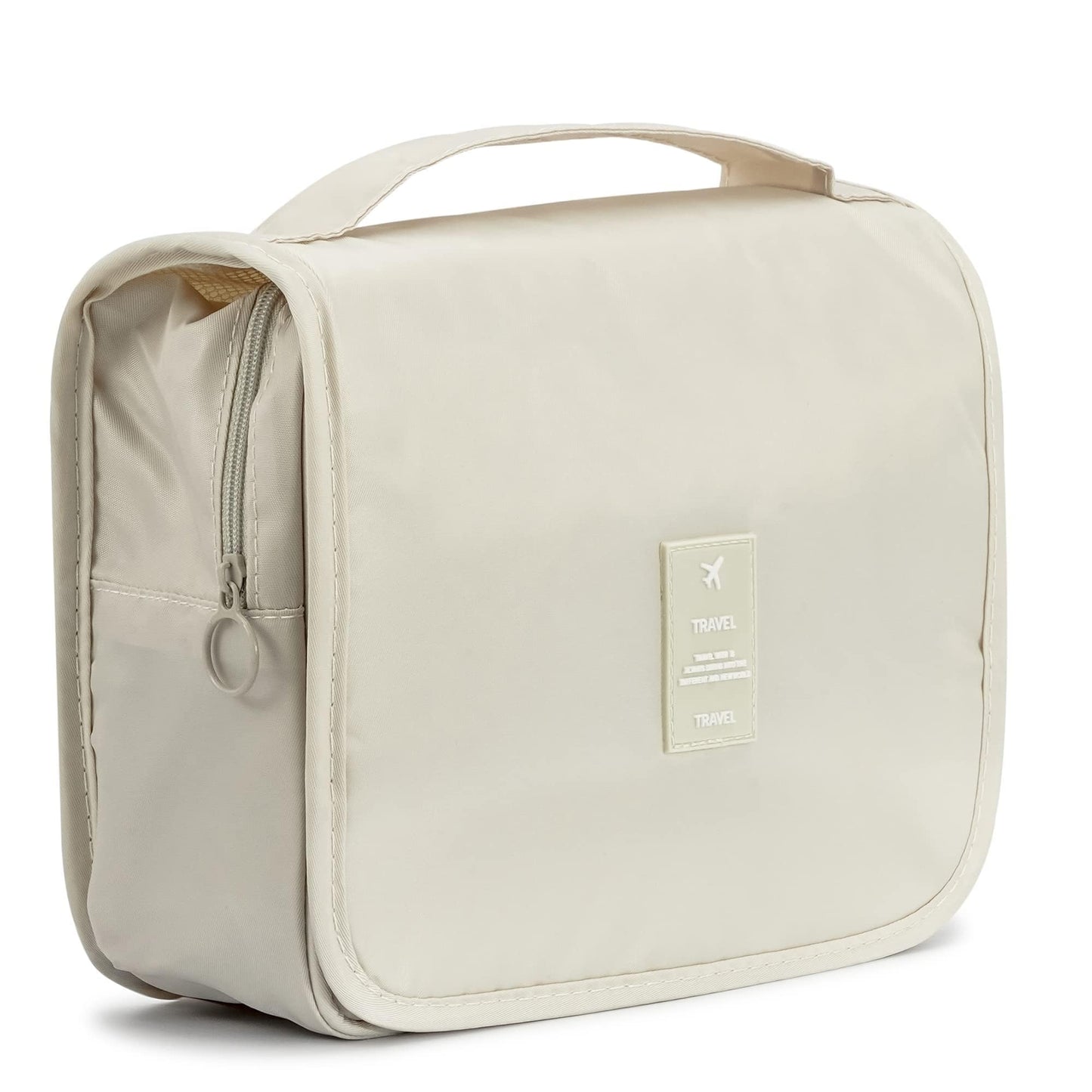 L&FY Hanging Travel Toiletry Bag Women's Cosmetic Organizer Makeup Case Pouch Men's Shaving Kits With Handle (Beige)