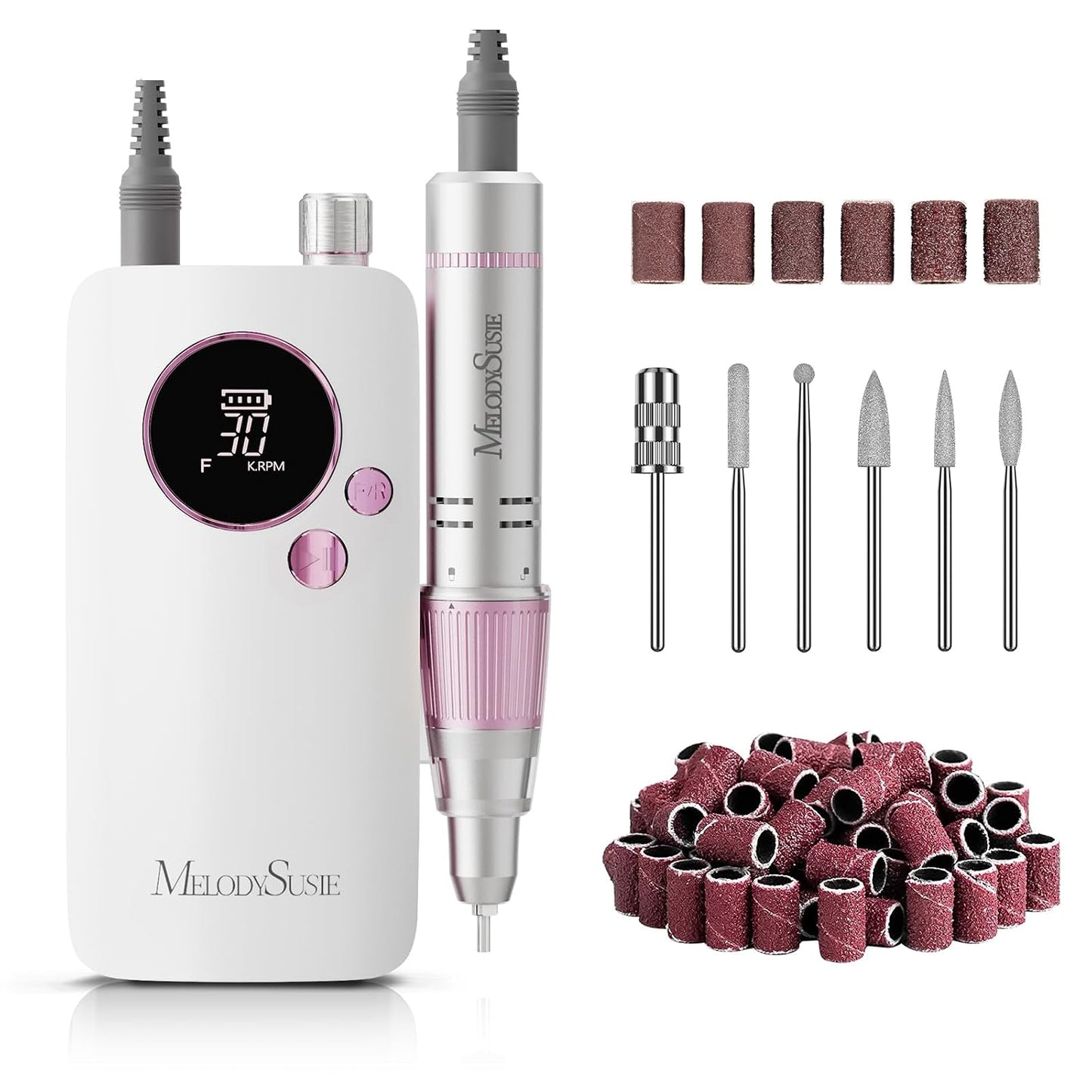 Clip-On Rechargeable Nail Drill - 30000RPM E-File for Manicure & Gel Removal | Pastel Design, Ideal for Training & Home Use