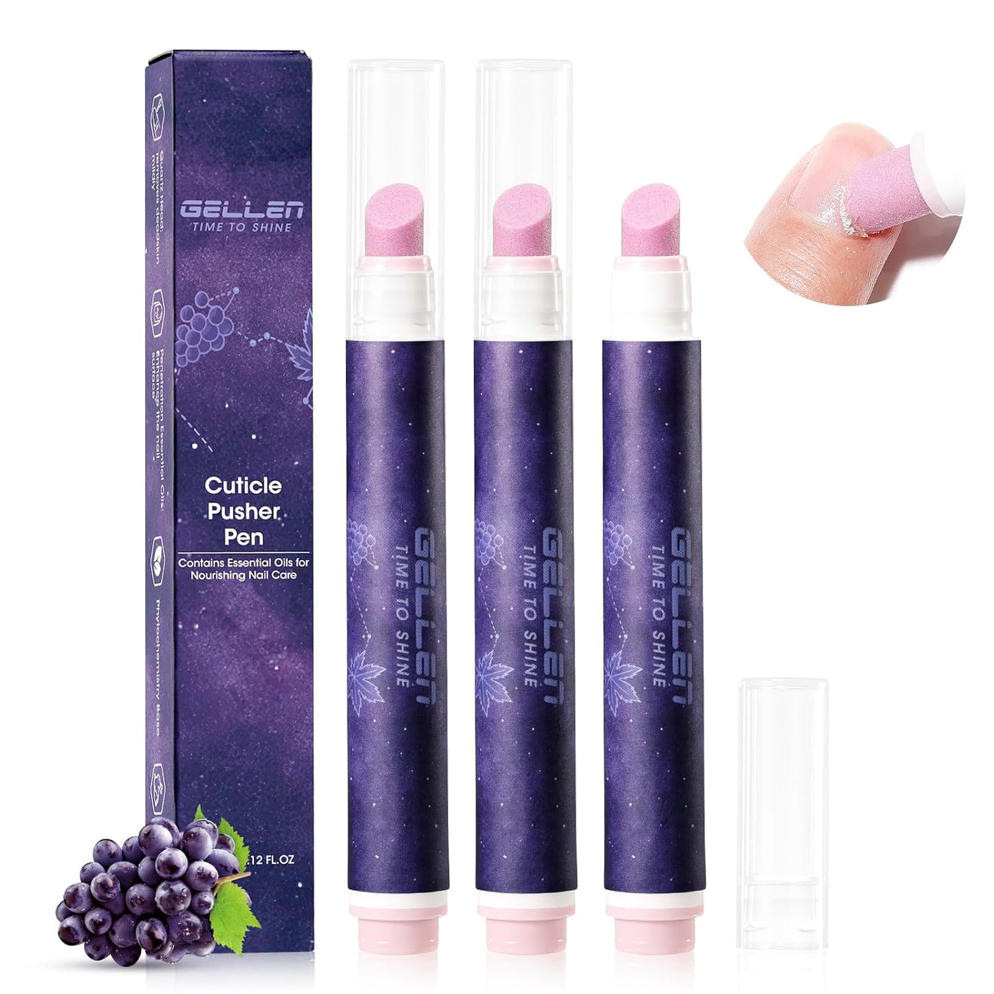 Gellen Cuticle Pusher Oil Pen Set - 3 Pcs Ceramic Cuticle Remover & Moisturizing Oil for Home & Salon Care