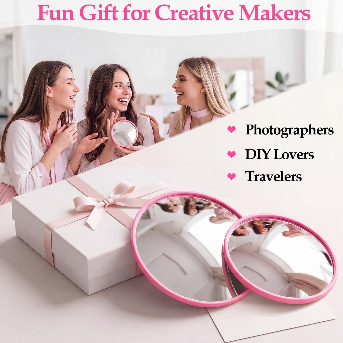 Chumia 12 Pcs Convex Mirror Bulk Handheld 2.95" 3.75" Travel Selfie Small Round Convex Mirror Makeup Touch Back to School for Phone Photos Selfies Outdoor