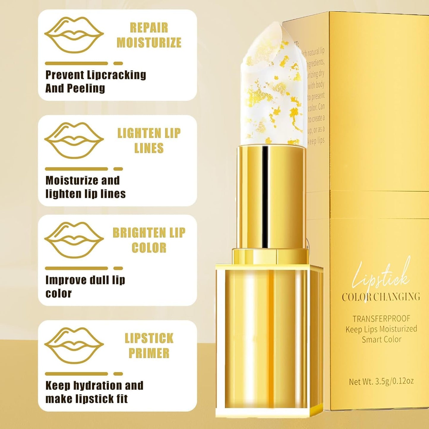 Color Changing Lipstick Set | pH Adjusting Clear Lip Gloss for Long-Lasting Hydration - 2PCS, Transferproof & 8+ Hour Wear