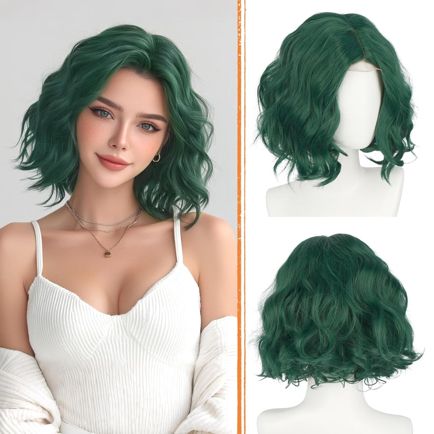Rainbow Bob Wig - Colorful Short Soft Wavy Curly Synthetic Hair for Women | 11 Inch Natural-Looking Lace Front