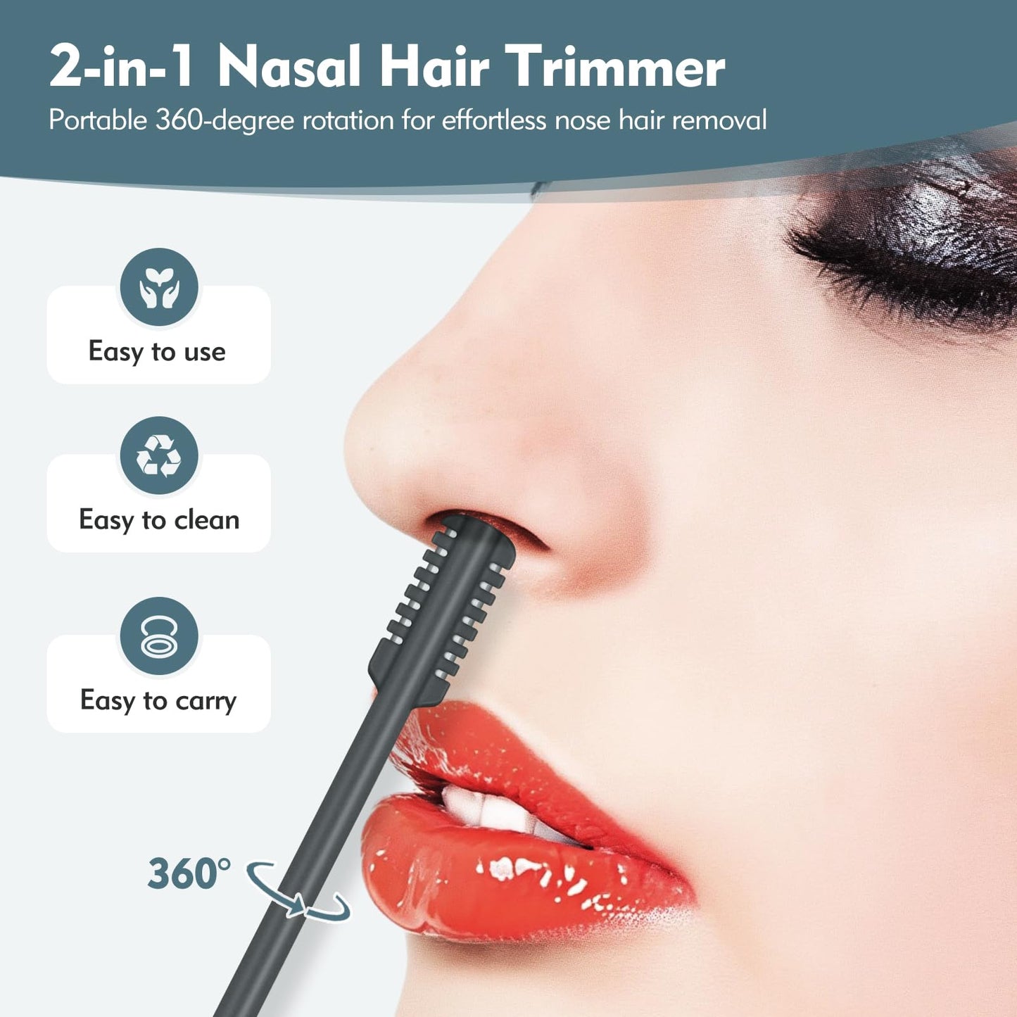 MIVZO 5PCS 2-in-1 Nasal Hair Cutter, Double-Sided Nose Hair Trimmer Upgrade, Manual Nose Trimmer Portable with Soft Cleaning Brush for Women and Men (Gray)