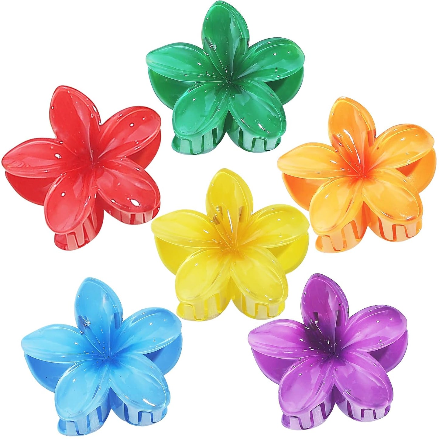 Large Flower Claw Hair Clips - 6 Pcs Hawaiian Style for Thick & Medium Hair | Beach Accessories for Women & Girls