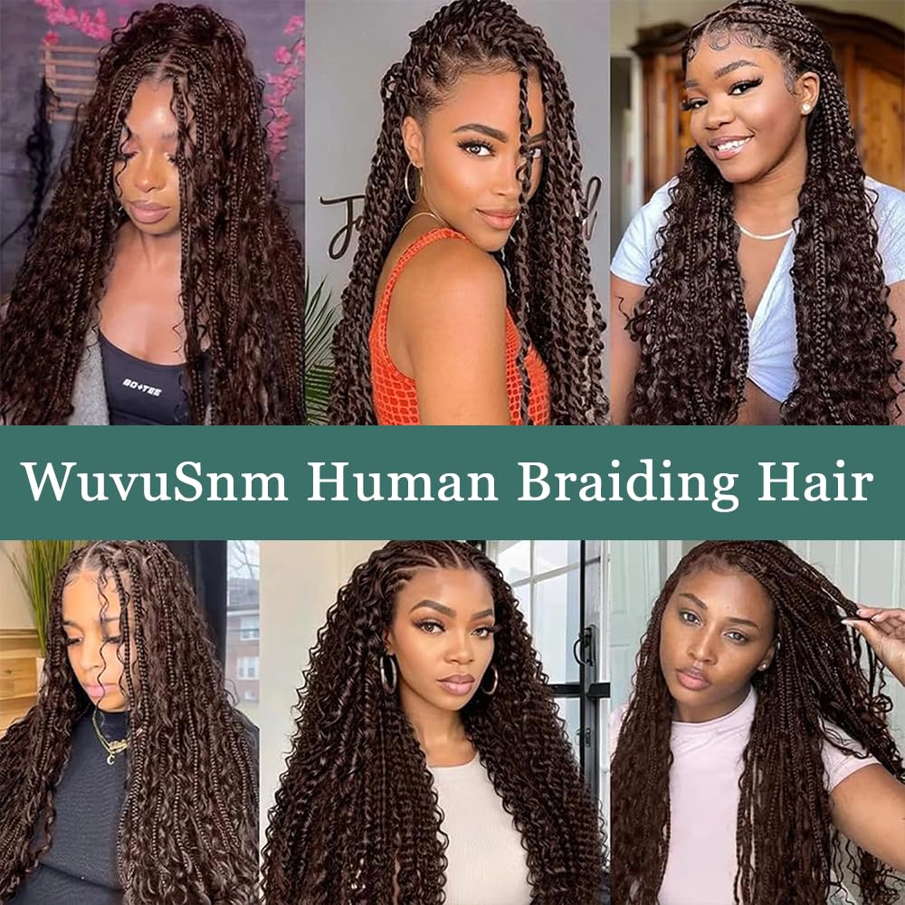 Braiding Hair Deep Wave Bulk Human Hair 26 26 26 Inch Chocolate Brown Deep Wave Bulk 3 Bundles No Weft Brazilian Wet and Wavy Bundles