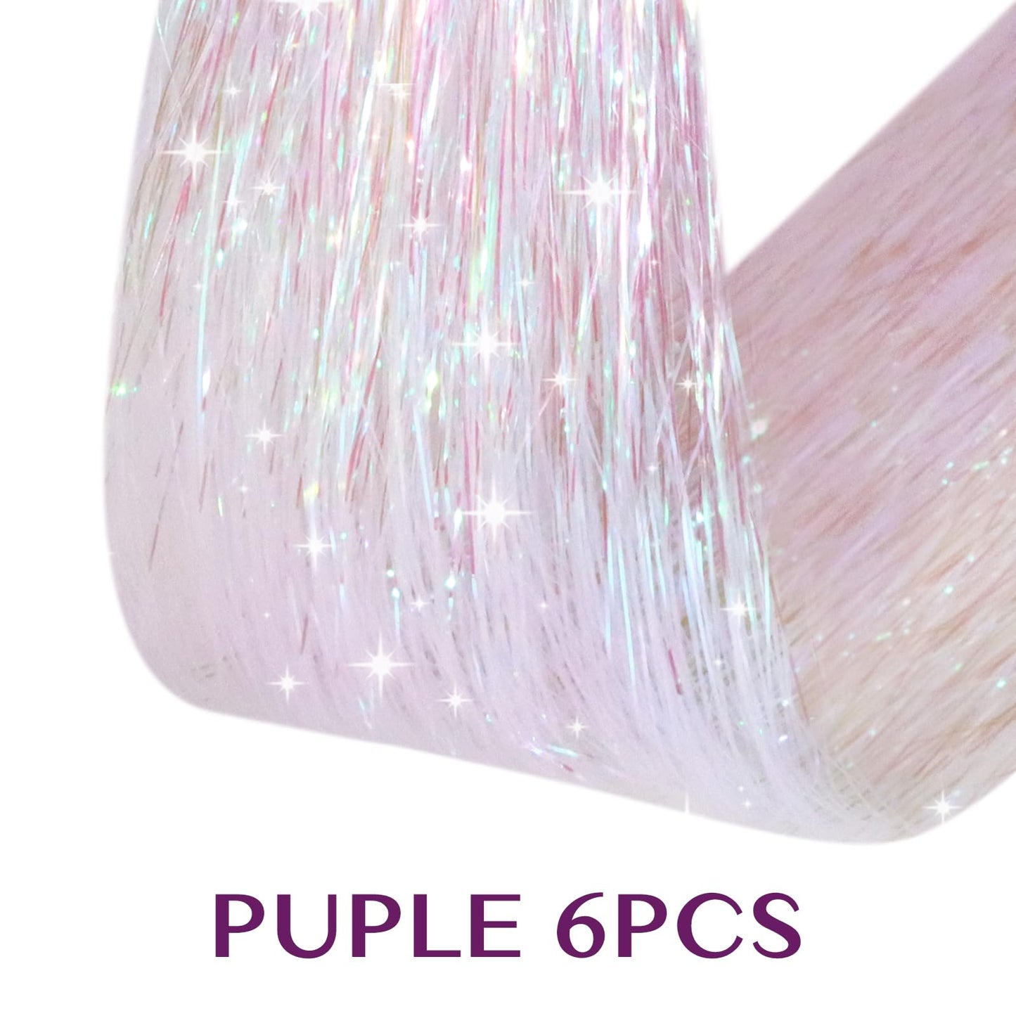 IDN BEAUTY Hair Tinsel Clip in, Sparkling Tinsel Hair Extensions 3s Wear and Go for Party Daily Travel Birthday, 24Inch Hair Tinsel Accessories for Girls Women Kids