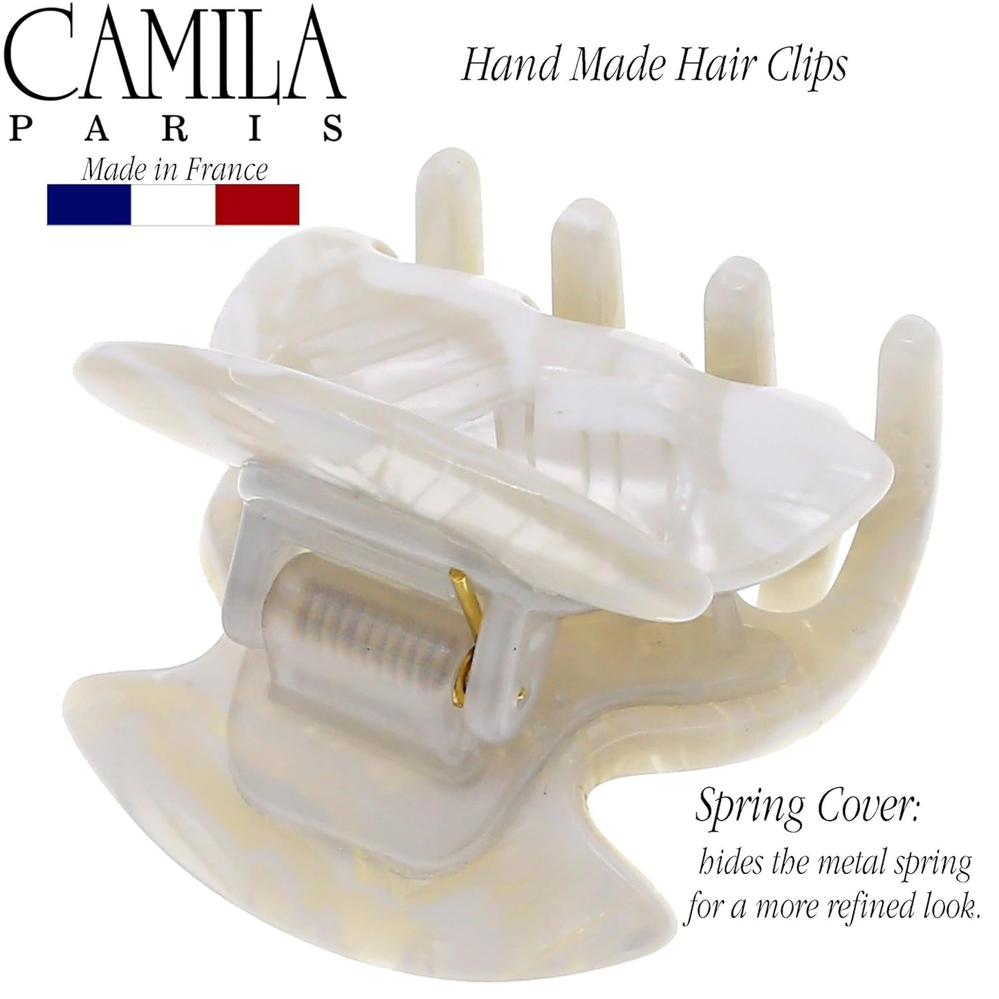 French Hair Clip - Camila Paris CP3158 Handmade White Claw Clip for Women | Durable, Strong Hold, Small Size