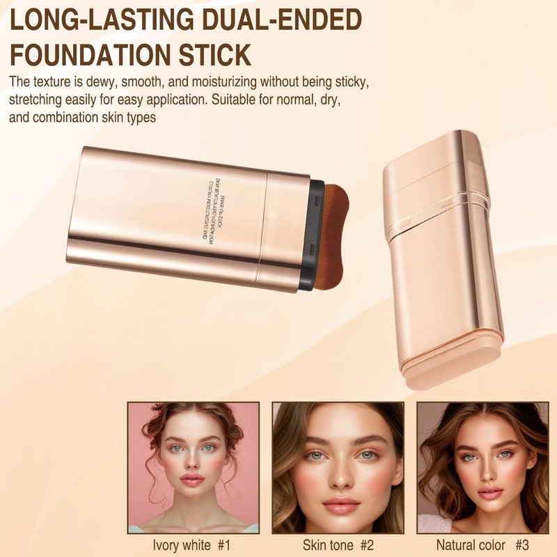 Flawless Dual-Ended Foundation Stick - 3-In-1 Contouring & Full Coverage Cream | Lightweight, Brightens, Long-Lasting - #01 Bright White