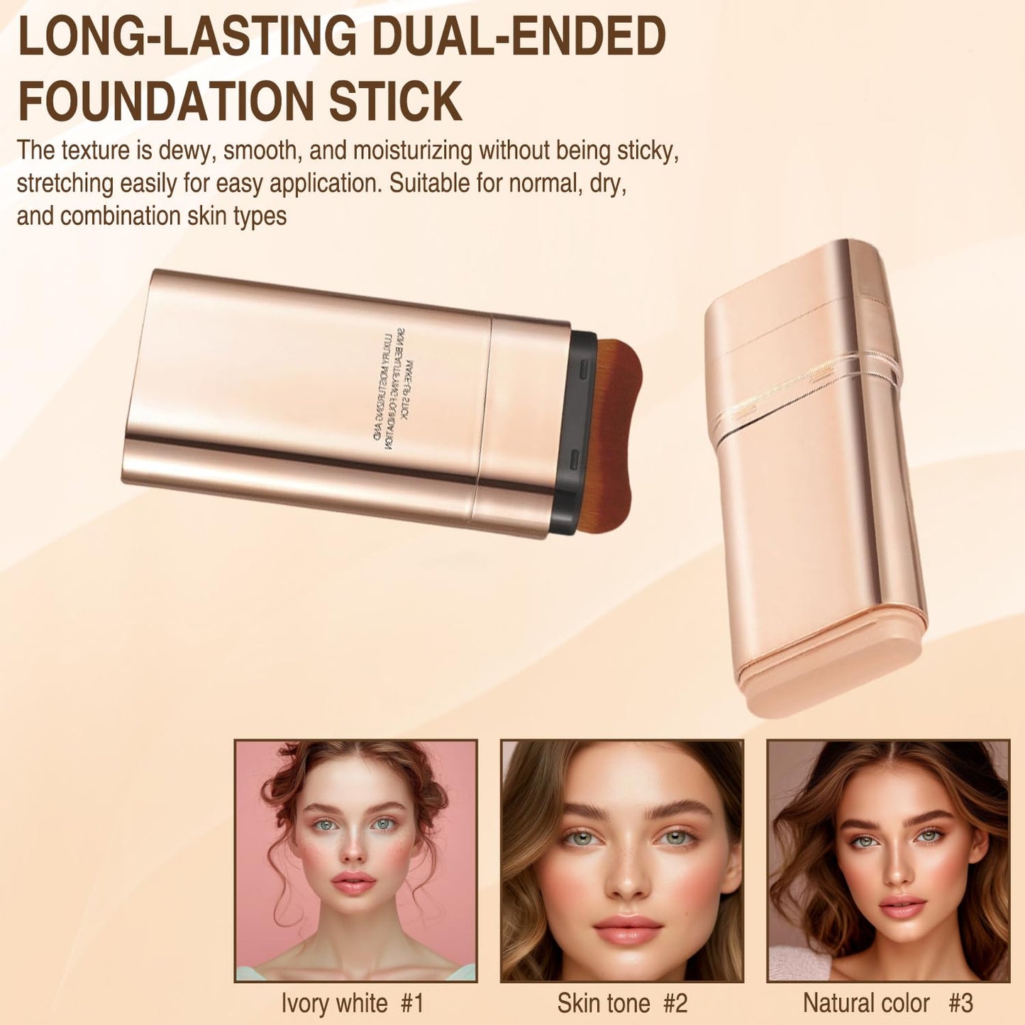 Dual-Ended Concealer Foundation Stick - 3-in-1 Korean Makeup with Brush, Long-Lasting & Lightweight for All Skin Types | #01 Bright White