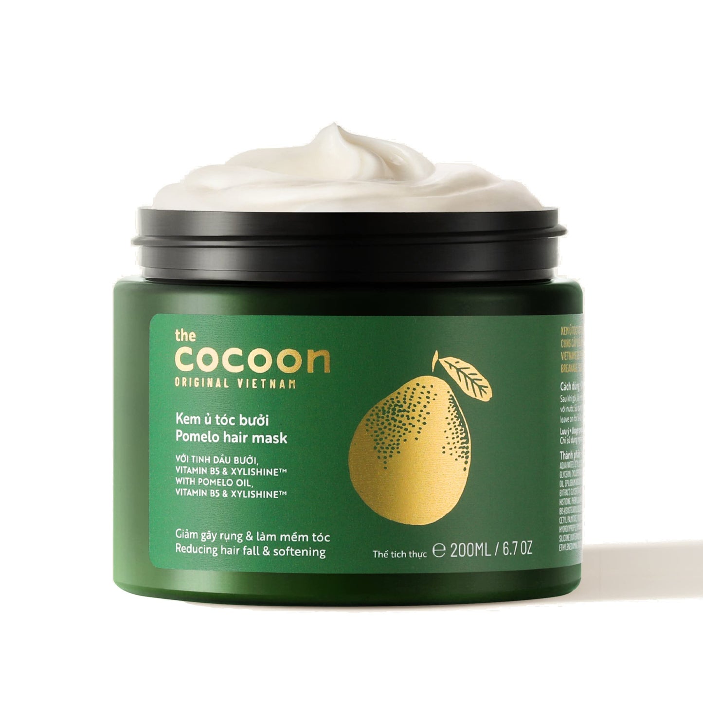 Cocoon Original Viet Nam Pomelo Hair Mask for Dry & Damaged Hair, Deep Conditioning Hair Treatment with Pomelo Essential Oil, Vitamin B5 & Xylishine, Hydrating & Softening Formula, 200 ml / 6.76 fl oz