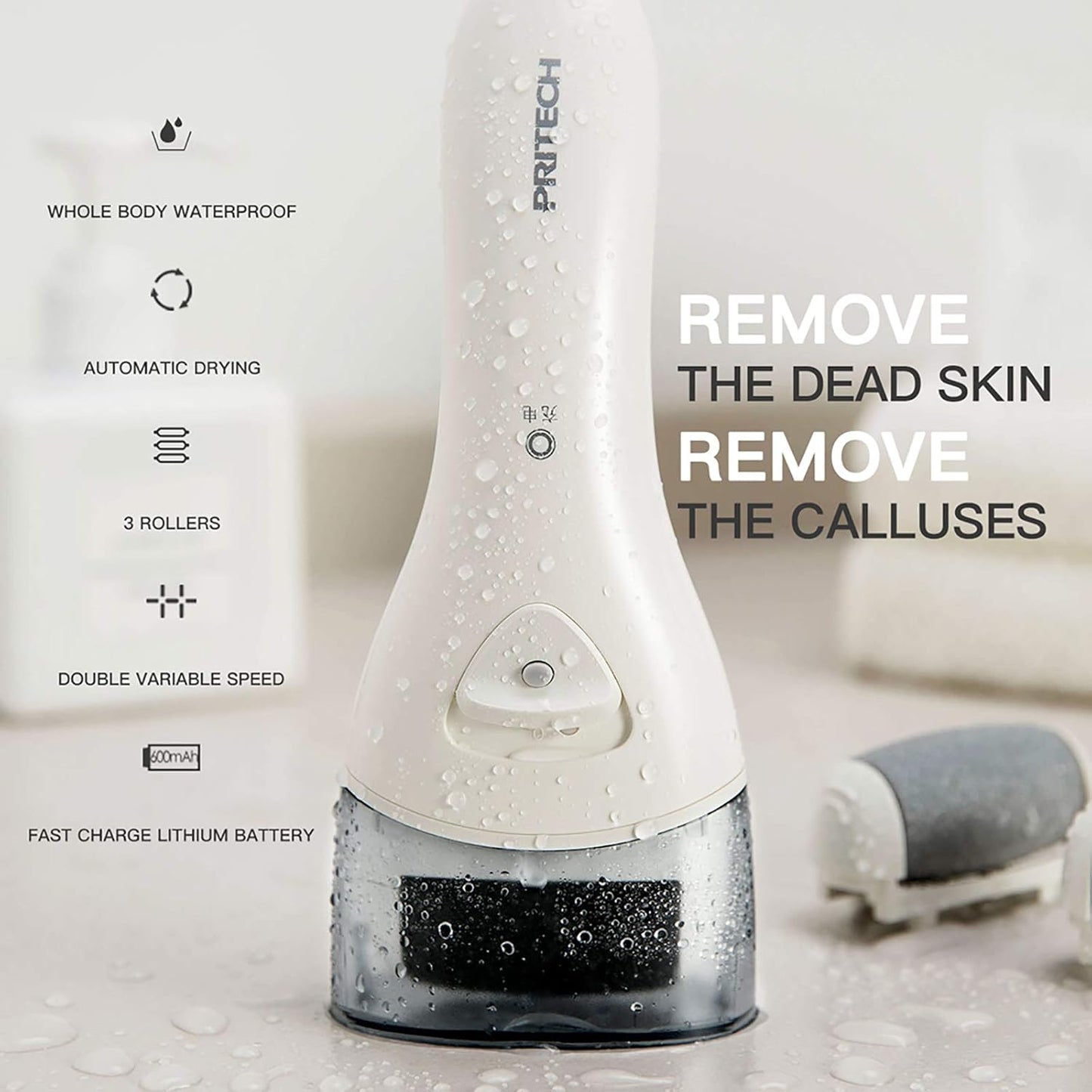 Rechargeable Electric Feet Callus Remover - Portable Pedicure Tool for Hard, Cracked Skin | Professional Foot Care Kit