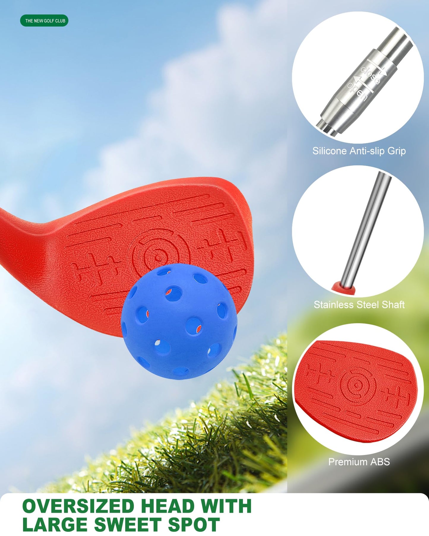 Amosua Backyard Golf Game Set with 2 Pack 36” Stainless Steel Shaft for Play Golf, Balls & Flags Portable Outdoor Chipping Practice Game for Family, Yard Golf Set for Lawn, Park,Camping (6pcsHoles)