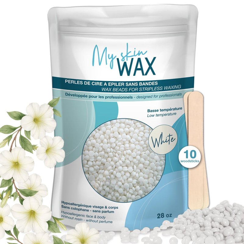 My Skin WAX - Stripless Wax beads 1.75 lbs, Hypoallergenic, Special for Sensitive Skin, Face and Body, Coarse Hair, Men, Women, Bikini, Brazilian, White