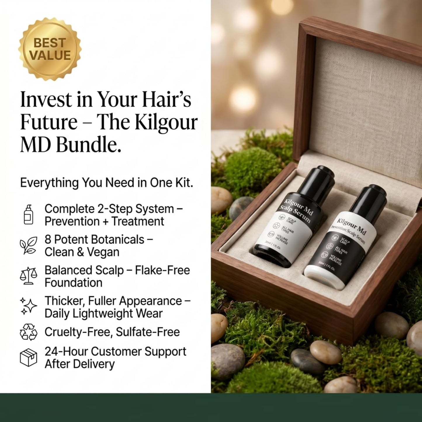 Hair Serum Bundle - Plant-Based Scalp Care for Thicker, Fuller Hair | Unisex, 2 fl oz