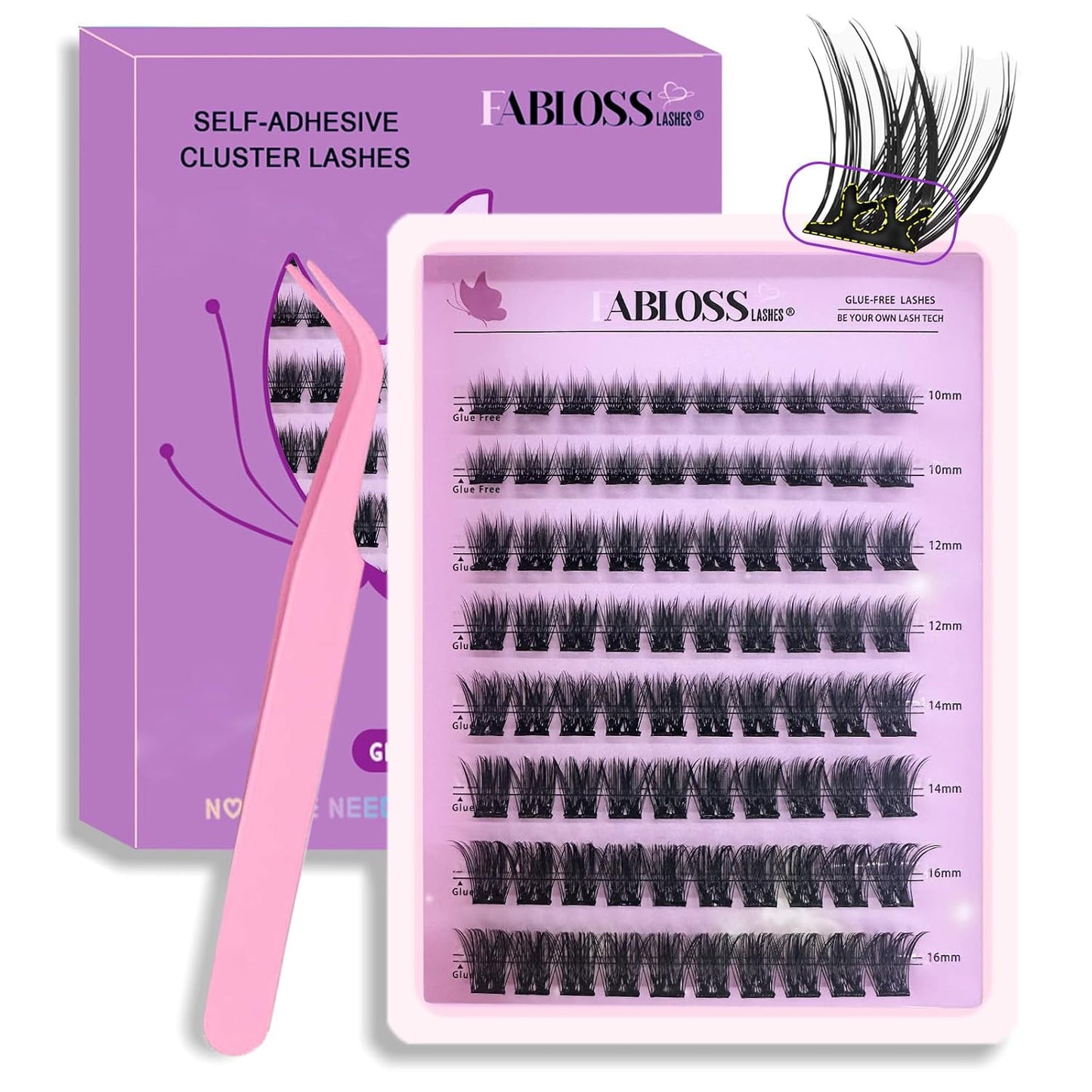 Self-Adhesive Eyelash Clusters – 40 Pcs Thick Volume Lashes | Pre-Glued, No Residue, 14-16MM
