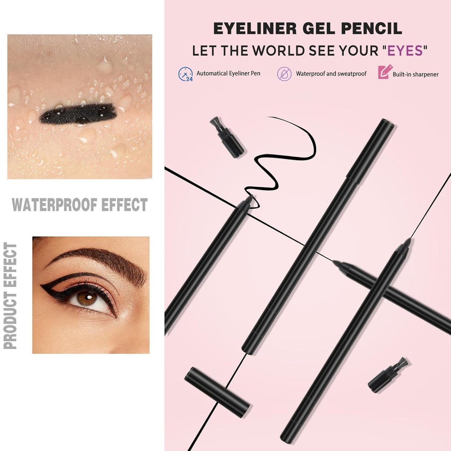 Eyeliner for Mature Women - Waterproof, Smudge Resistant Precision | Black Round Tip Design