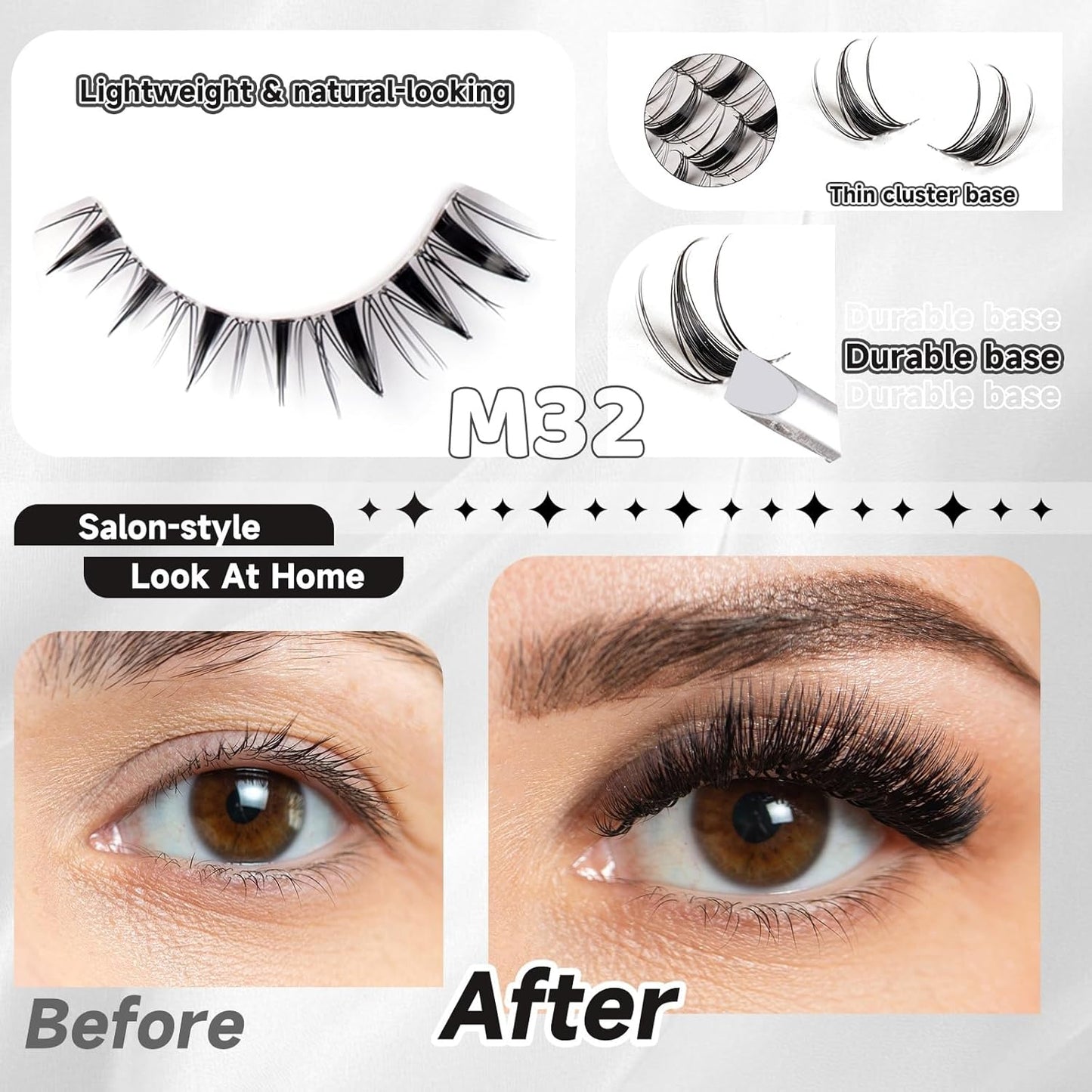Lash Clusters - 154pcs Curly Eyelash Extension Kit | Natural Look 10-18mm with Bond & Seal