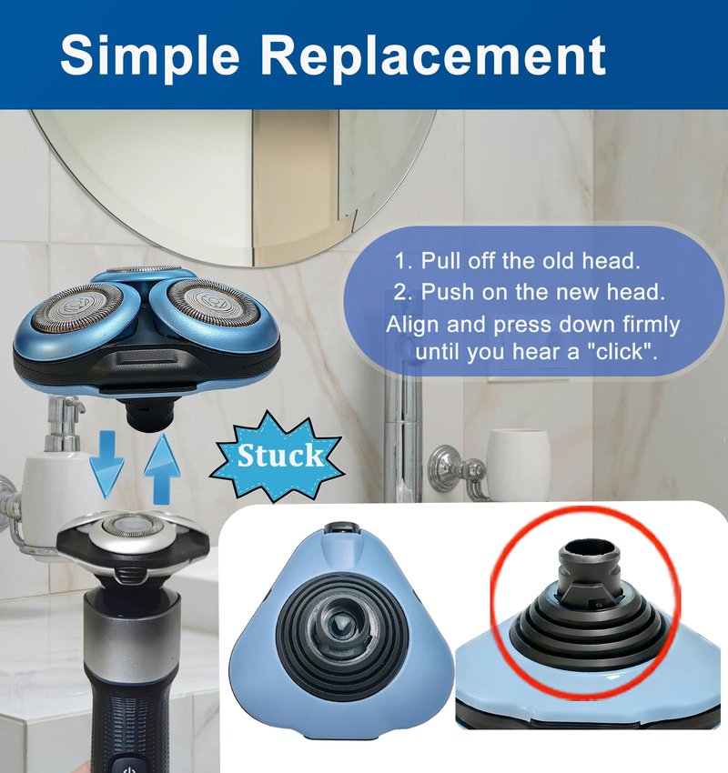 Replacement Heads Compatible with Philips Norelco 5000X Series Shavers, Fits Models X5000/X5001/X5002/X5003/X5005/X5009/X5101/X5102